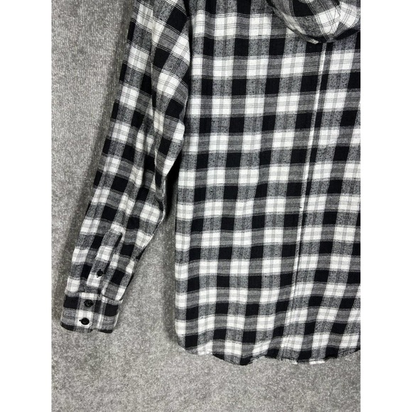 Amplify Lightweight Hooded Button Up Flannel Shirt Mens Large‎ Long Sleeve Black - Picture 13 of 15